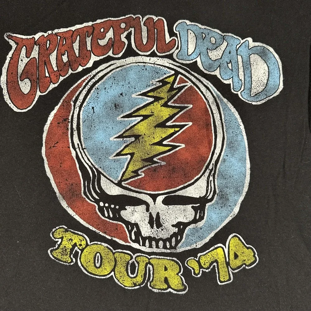 Grateful Dead Shirt Mens XL Black Tour '74 Ripple Junction Graphic Tee Short Slv